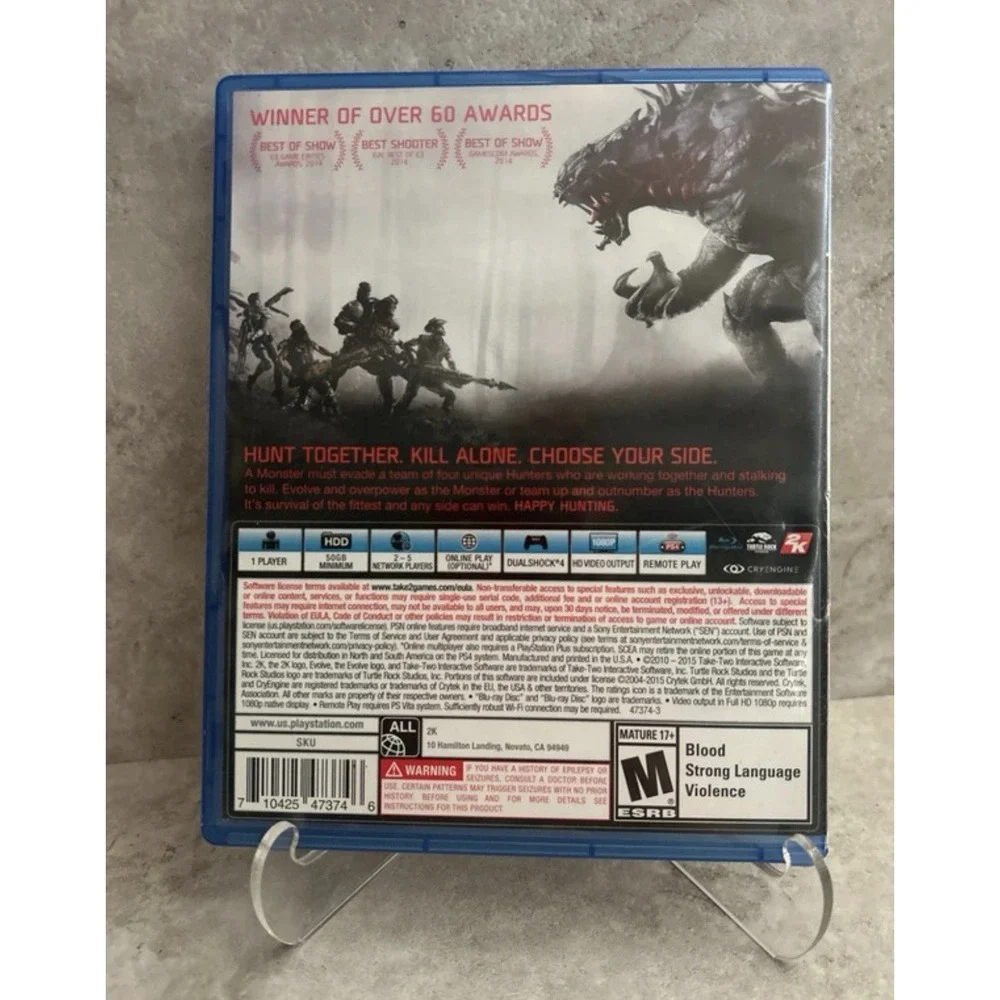 Evolve PS4 Video Game Sony PlayStation 4 + Manual and Slipcover Works!